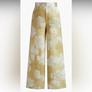 Commense Floral Wide-Leg Pants in Cream and Tan NWT’s